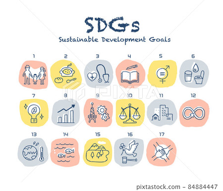 SDGs 17 target icon set SDGs 17 target icon set 84884447