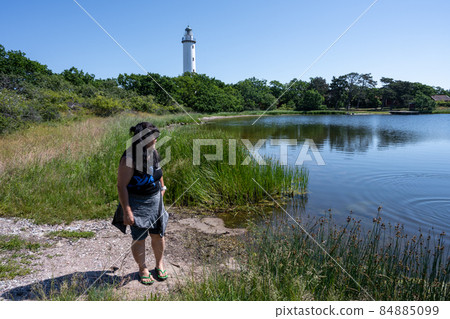 The lighthouse Tall Erik at the northern tip of the Baltic island of Oland 84885099