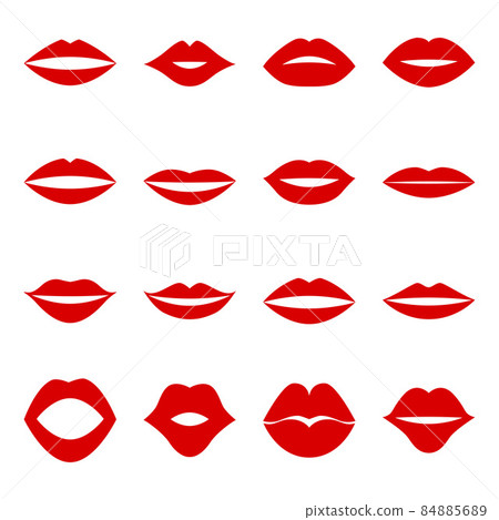 Set of red lips, vector illustration 84885689