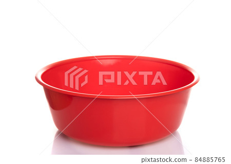 empty red basin on white isolated background empty red basin on white isolated background 84885765
