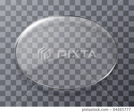Transparent oval. Glass plate mock up. Vector illustration 84885777