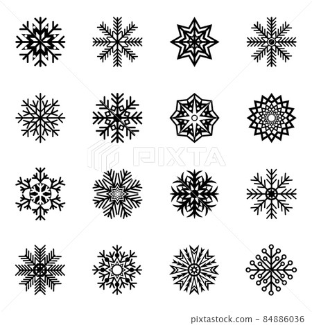 Set of snowflakes, vector illustration Set of snowflakes, vector illustration 84886036