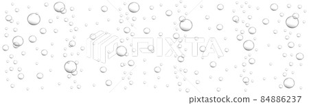 Oxygen bubbles stream. Fizzy carbonated drink, seltzer, beer, soda, cola, lemonade, champagne, sparkling wine texture. Carbon dioxide in water. Vector realistic illustration Oxygen bubbles stream. Fizzy carbonated drink, seltzer, beer, soda, cola, lemonade, champagne, sparkling wine texture. Carbon dioxide in water. Vector realistic illustration 84886237