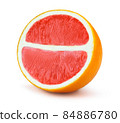 Half of grapefruit fruit slice isolated on white 84886780