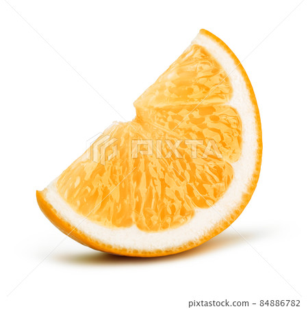 Orange fruit slice isolated on white background Orange fruit slice isolated on white background 84886782