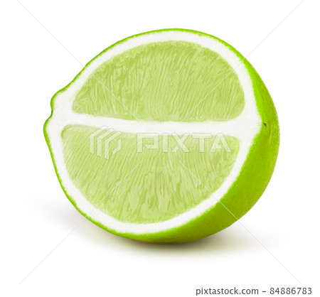 Half of lime fruit slice isolated on white 84886783