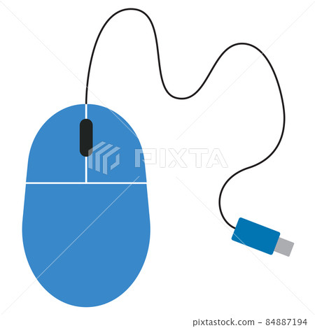 Blue computer mouse with cord. 84887194
