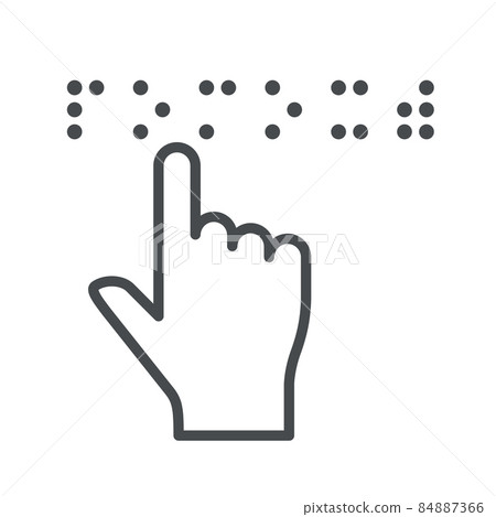 Finger touches word Help by braille font for blind people 84887366