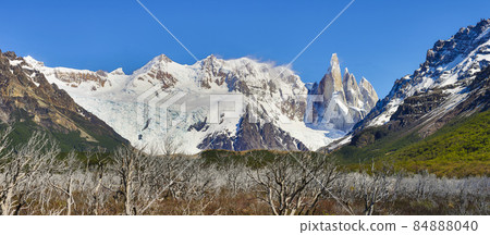 Panoramic picture of Cerro Torre taken from El Chalten hiking trail 84888040