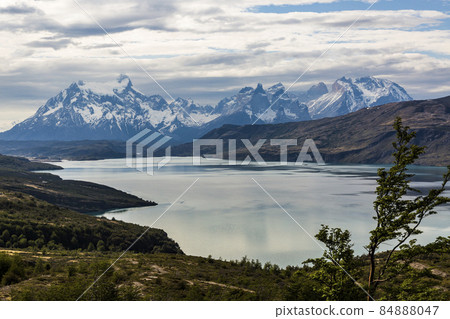Panorama picture of Torres del Paine massif at the Torres del Paine National Park 84888047