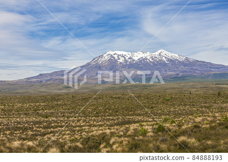 Picture of Mount Ngauruhoe and Mount Ruapehu in the Tongariro National Park on northern island of New Zealand in summer 84888193