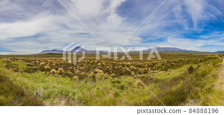 Picture of Mount Ngauruhoe and Mount Ruapehu in the Tongariro National Park on northern island of New Zealand in summer 84888196