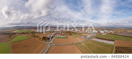 Drone panorama over Hessian town Butzbach during the day in autumn Drone panorama over Hessian town Butzbach during the day in autumn 84888424