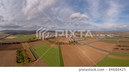 Drone panorama over Hessian town Butzbach during the day in autumn Drone panorama over Hessian town Butzbach during the day in autumn 84888425