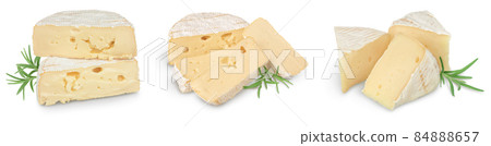 Camembert cheese isolated on white background with clipping path and full depth of field, Set or collection 84888657