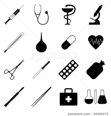 Set of black medical icons, vector illustration - Stock Illustration ...