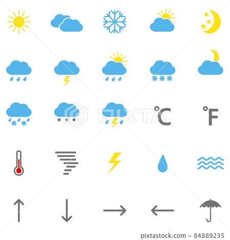 Set of color weather icons, vector illustration - Stock Illustration ...