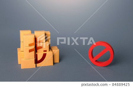 Turkish lira goods boxes and prohibition symbol NO. Trade wars. Ban on import goods. Impossibility of transportation, oversupply. Sanctions and embargoes. Shortage of goods. Confiscation of contraband Turkish lira goods boxes and prohibition symbol NO. Trade wars. Ban on import goods. Impossibility of transportation, oversupply. Sanctions and embargoes. Shortage of goods. Confiscation of contraband 84889425