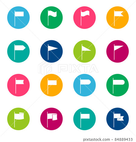Set of white flags on color background, vector illustration Set of white flags on color background, vector illustration 84889433