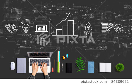 Business growth analysis with person using a laptop Business growth analysis with person using a laptop 84889621