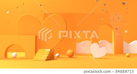 Hearts with geometric shapes - Appreciation and love theme 84889713