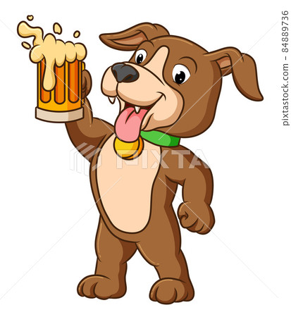 The dog is celebrate the festival with root beer 84889736