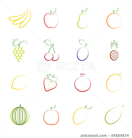 Set of outlines of fruit, vector illustration 84889854