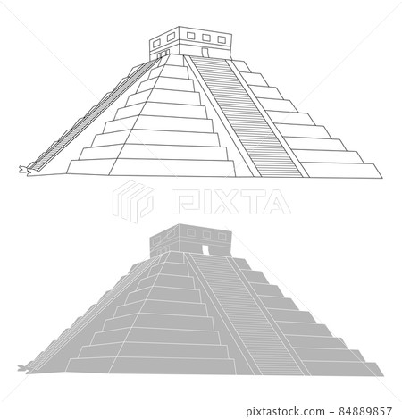 Chichen itza, mexican mayan pyramid on white background, vector illustration Chichen itza, mexican mayan pyramid on white background, vector illustration 84889857