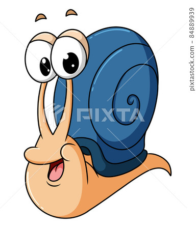 The hand drawn of the happy snail with the blue shell The hand drawn of the happy snail with the blue shell 84889939