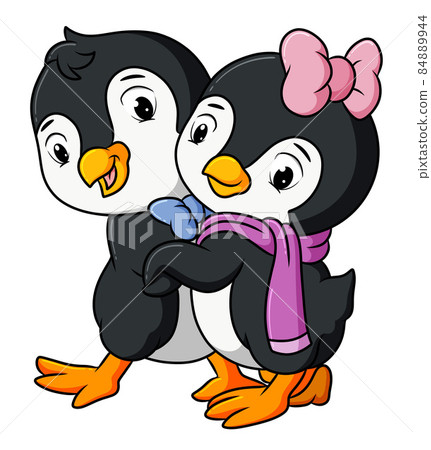 The sweet couple penguins are dancing together The sweet couple penguins are dancing together 84889944
