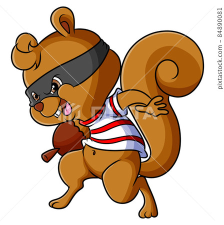 The thief squirrel is stealing the big nuts The thief squirrel is stealing the big nuts 84890081