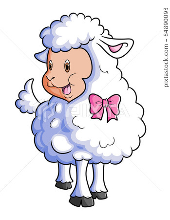 The cute girly sheep with the pink ribbon The cute girly sheep with the pink ribbon 84890093