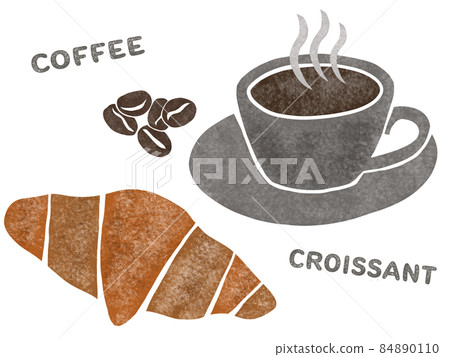 Croissant coffee set illustration Croissant coffee set illustration 84890110