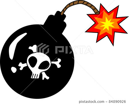 Illustration material of the bomb with the skull mark 84890926