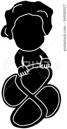The silhouette of the maple mark that the grandmother has 84890927