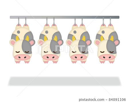 Illustration of a cow hung at a meat factory 2 Illustration of a cow hung at a meat factory 2 84891106