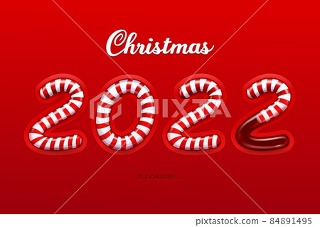 Christmas loading vector progress bar in shape of New Year 2022 numbers, filled with Xmas candy canes. Realistic numbers made of red white Christmas sweets, countdown status bar of coming Xmas holiday Christmas loading vector progress bar in shape of New Year 2022 numbers, filled with Xmas candy canes. Realistic numbers made of red white Christmas sweets, countdown status bar of coming Xmas holiday 84891495