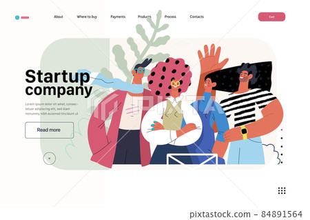 Startup illustration, website landing template. Concept of building new business Startup illustration, website landing template. Concept of building new business 84891564
