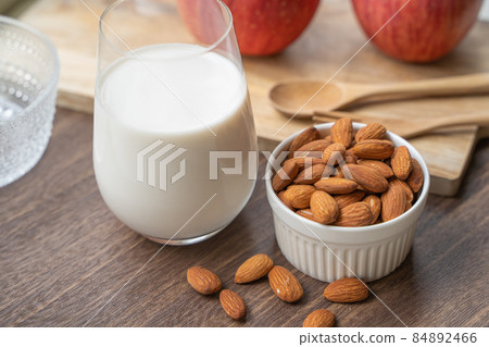Image of almonds and almond milk Image of almonds and almond milk 84892466