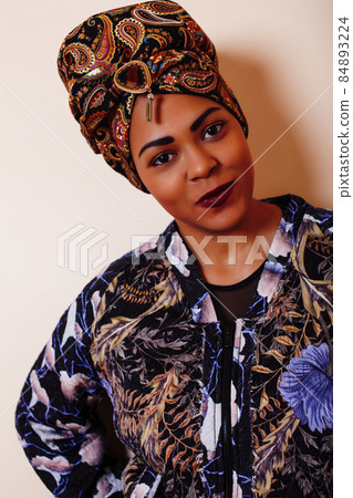 pretty stylish african american big mama woman well dressed. swag relax at home 84893224