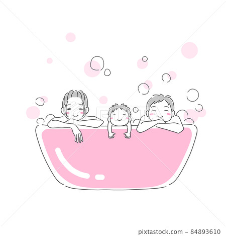 Illustration material of family taking a bath together 84893610