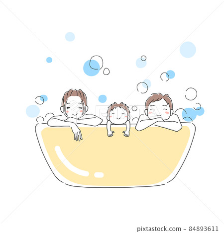 Illustration material of family taking a bath together 84893611