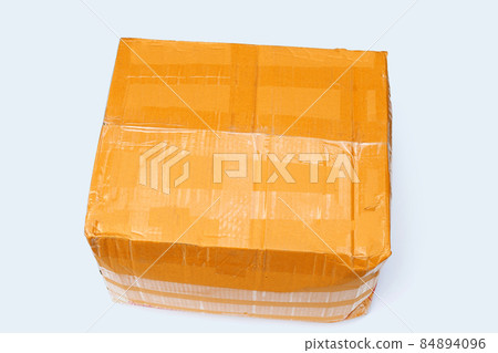 Brown Closed Cardboard Box on white background Brown Closed Cardboard Box on white background 84894096