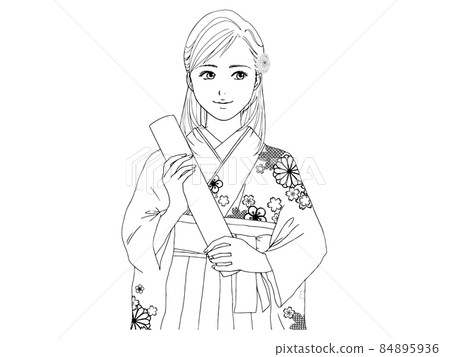 有側袴的女人（線描） 84895936