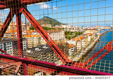 Panorama view of Portugalete with river from Vizcaya Bridge 84895977