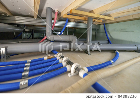 Underfloor water pipes in a new house Underfloor water pipes in a new house 84898236