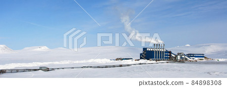 Heating plant in the snowy tundra in the Arctic Heating plant in the snowy tundra in the Arctic 84898308