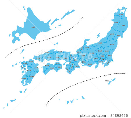 簡單的日本地圖，藍色，按縣劃定，可按縣分開 84898456