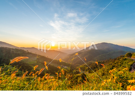 Beautiful light in the evening on the mountain.2 Beautiful light in the evening on the mountain.2 84899582