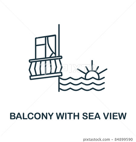 Balcony With Sea View icon. Line element from balcony collection. Linear Balcony With Sea View icon sign for web design, infographics and more. 84899590